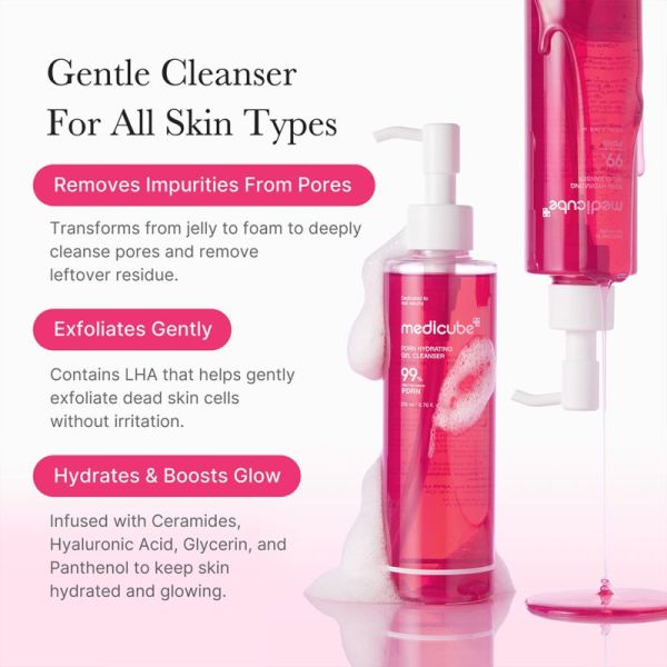 Medicube Nettoyant Visage en Gel Rose au PDRN 200ml – Pureté et éclat