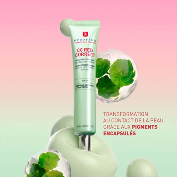 Erborian CC Red Correct Soin Correcteur Teinté SPF30 40ml – Crème de jour anti-rougeurs