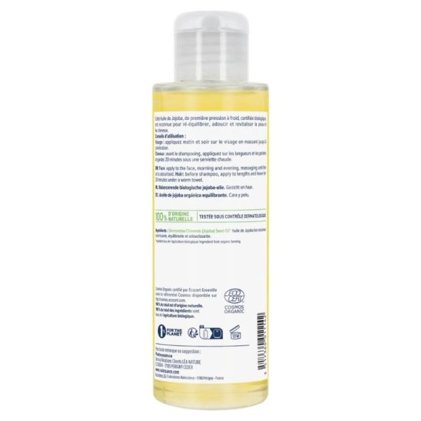 Natessance Huile de Jojoba BIO Flacon de 100 ml - Rééquilibre, adoucit et revitalise la peau et les cheveux