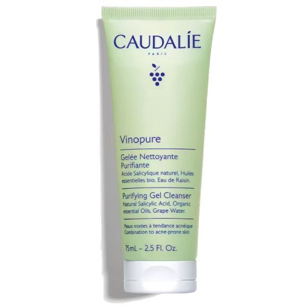 Caudalie Vinopure Gelée Nettoyante - Format Voyage 75ml - Nettoie, purifie et ressere les pores