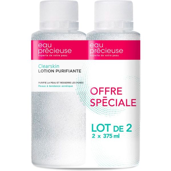Eau Précieuse Clearskin Lotion Purifiante - Lot de 2 x 375ml - Assainit, purifie et révèle une peau plus nette