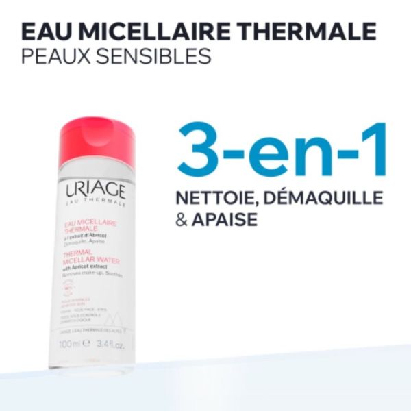 Uriage Eau Micellaire Thermale Peaux Sensibles 500 ml - Démaquille et renforce la défense naturelle de la peau