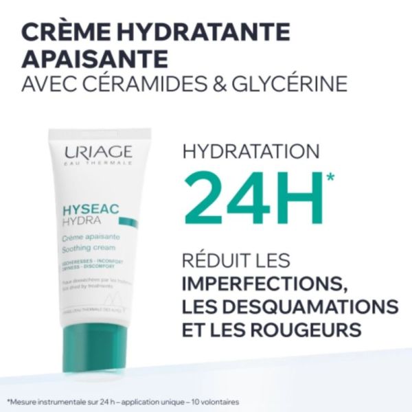 Uriage Hyséac Hydra Crème Apaisante 40 ml - Confort immédiat pour peaux desséchées par les traitements