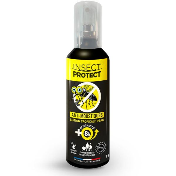 Insect Protect Anti-Moustiques Lotion Tropicale Peau 75ml – efficacité +8h résiste à l'eau