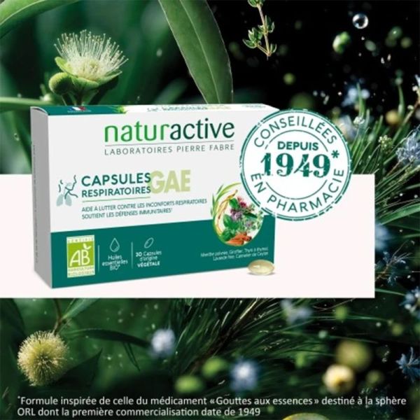 Naturactive Capsules Respiratoires GAE Bio - 30 Capsules - Soutient le confort respiratoire et les défenses naturelles