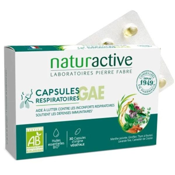 Naturactive Capsules Respiratoires GAE Bio - 30 Capsules - Soutient le confort respiratoire et les défenses naturelles
