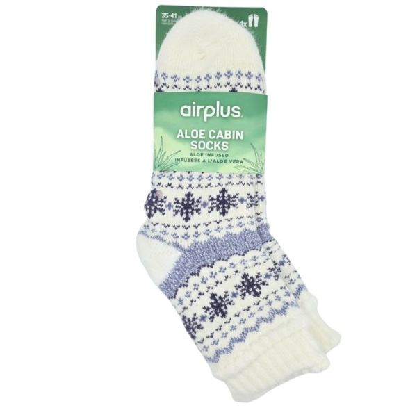 Airplus Chaussettes Infusées à l'Aloe Vera Snowflakes Blue Taille 35-41 - Confort et douceur