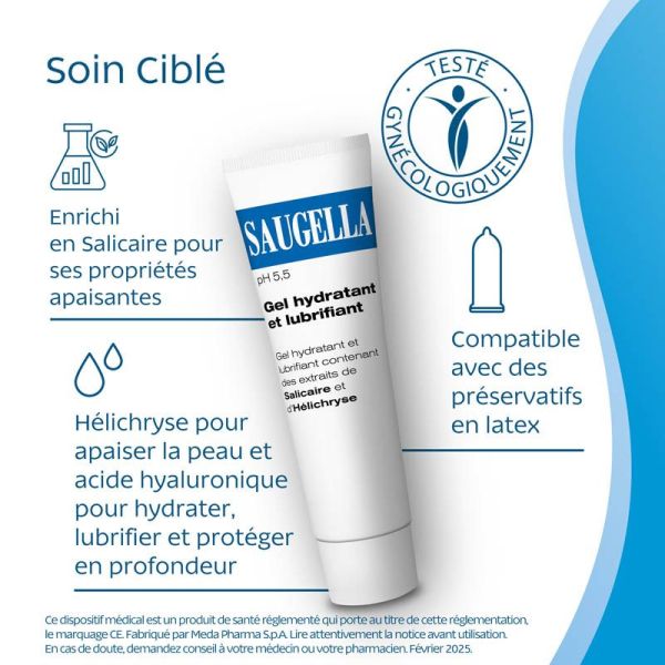 Saugella Gel Hydratant et Lubrifiant 30 ml - Apaisant et hydratant, idéal contre la sécheresse intime
