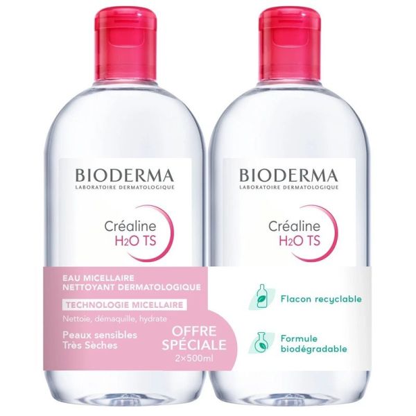 Bioderma Créaline H2O TS Eau Micellaire Démaquillante - 2 x 500ml