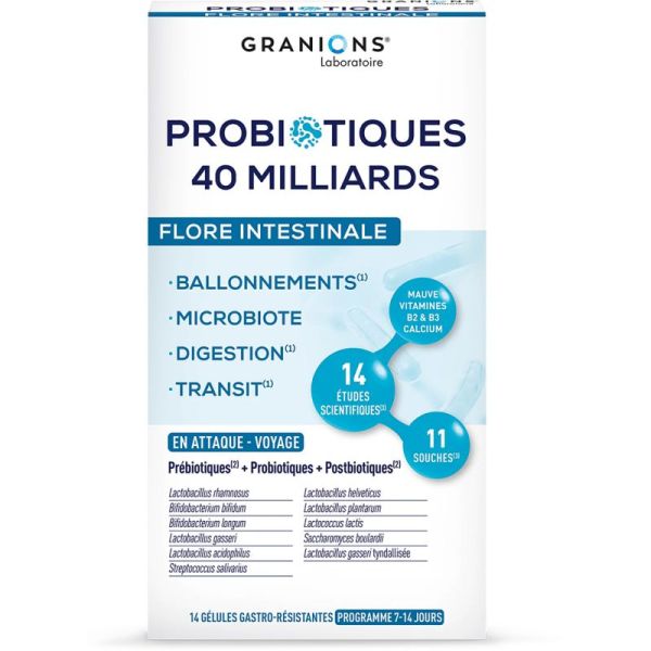 Granions Probiotiques Flore Intestinale 14 gélules – Équilibre du ventre