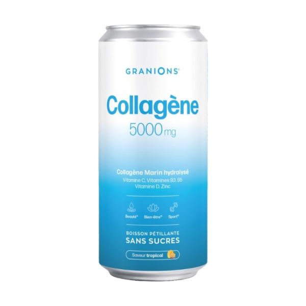 Granions Collagène 5000 mg Canette 33 cl - La boisson pétillante prête à boire pour votre routine beauté