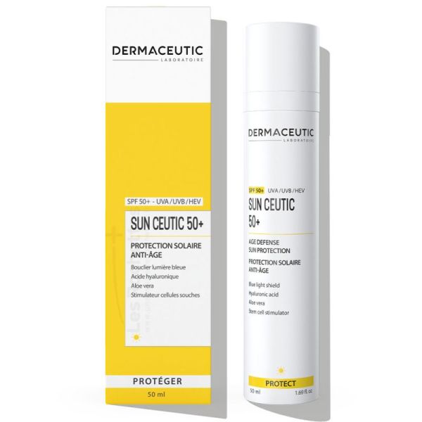 Dermaceutic Sun Ceutic 50+ Protection Solaire Anti-Âge - 50ml - Indice 50+ Certifié Prévient le Photovieillissement