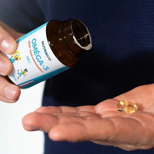 Nutri&Co Oméga-3 Cerveau et Cœur 60 capsules - Huile de poisson ultra-concentrée EPA/DHA