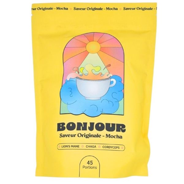 Bonjour Saveur Originale Mocha 45 portions - Complément alimentaire à base de lion's mane, chaga et caféine naturelle