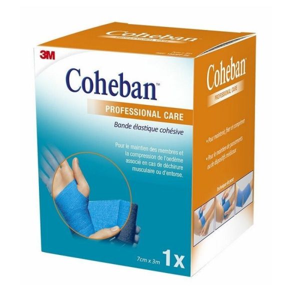 3M Coheban Bande Élastique Cohésive Bleue - 7cm x 3m