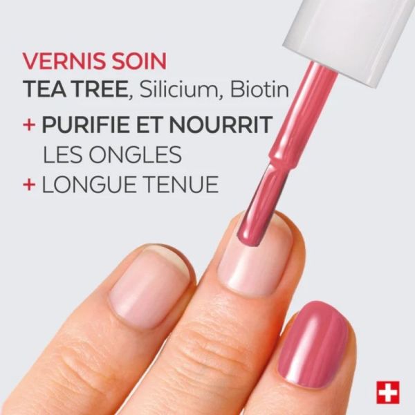 Poderm Vernis Color Care Tea Tree Bois de Rose 8 ml - Vernis soin bois de rose élégant longue tenue