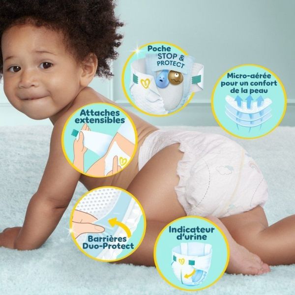 Pampers Premium Protection Taille 3 / 6-10kg - 112 Couches Mega Pack - Confort supérieur, ultra-absorbant