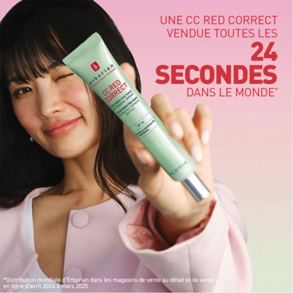 Erborian CC Red Correct Soin Correcteur Teinté SPF30 40ml – Crème de jour anti-rougeurs