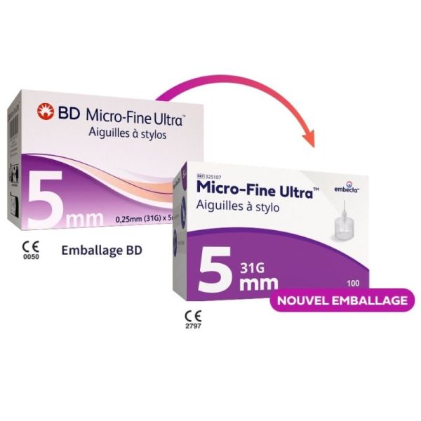 Embecta Micro-Fine Ultra 5mm - Aiguille à stylo pour administration correcte de l'insuline