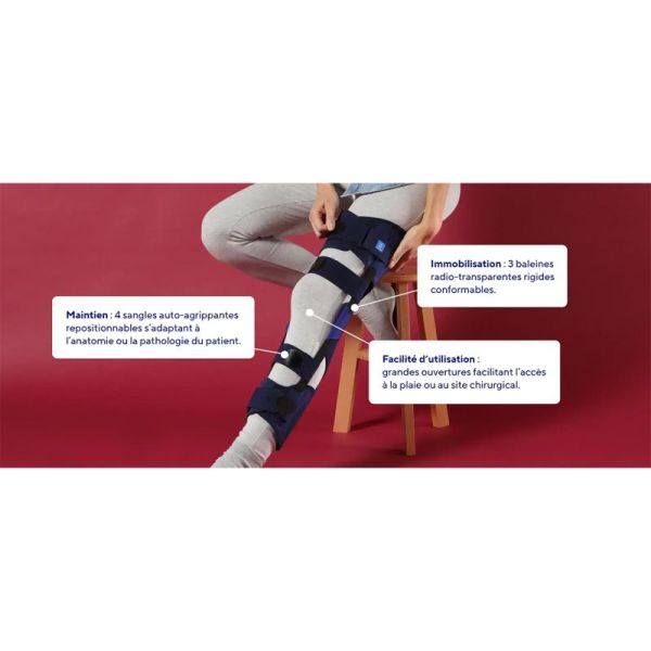 Thuasne Genuimmo 0° 50 cm – Attelle d'immobilisation de genou aérée