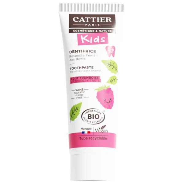 Cattier Dentifrice 2-6 Ans Framboise Bio 50ml – Douceur et protection