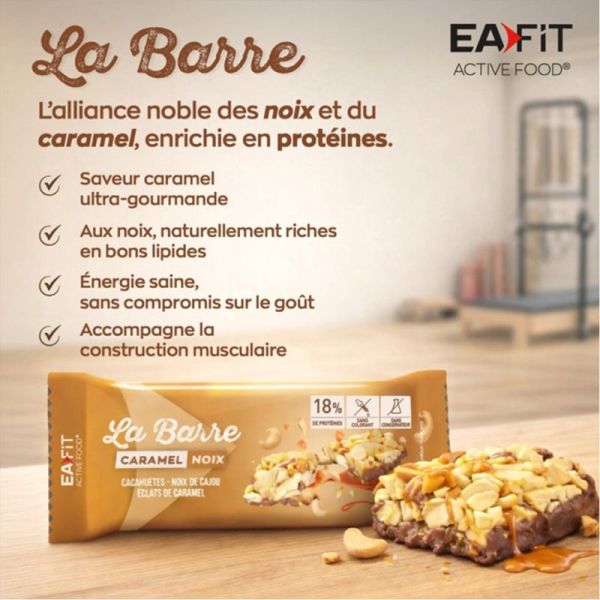Eafit La Barre Protéinée Noix & Caramel 40g – Barre protéinée végétale aux fruits à coque et caramel