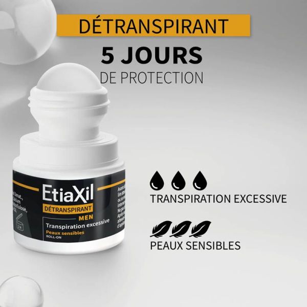 Etiaxil Détranspirant Men Peaux Sensibles Roll-on - Lot de 2 x 15ml