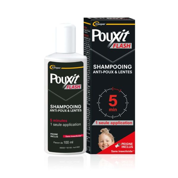 Pouxit Flash Shampoing Anti-Poux et Lentes - 2x100ml - Traitement efficace en 5 minutes