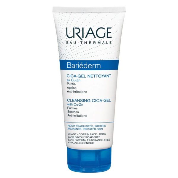 Uriage Bariéderm Cica Gel Nettoyant Cuivre-Zinc - 200 ml - Nettoyant Apaisant Peaux Fragilisées
