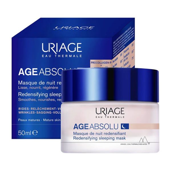 Uriage Age Absolu Masque de Nuit Redensifiant - 50 ml - Soin Anti-Âge Global Régénérant