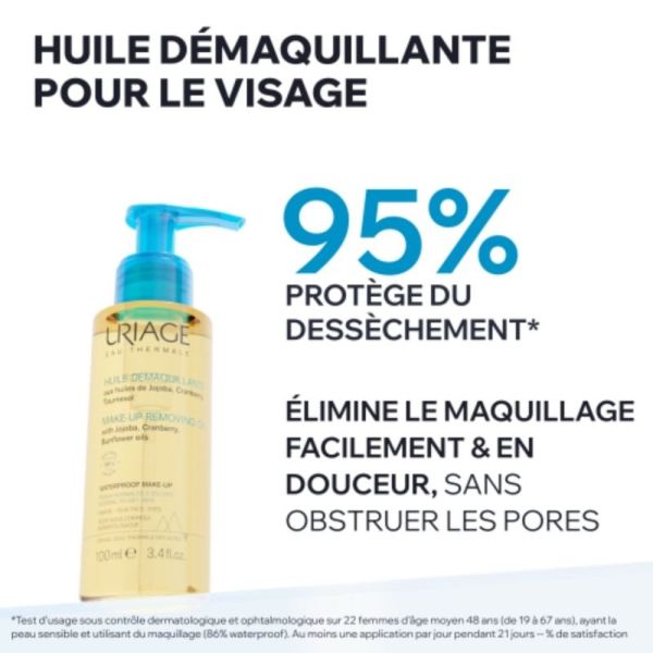 Uriage Huile Démaquillante 100 ml - Démaquille le waterproof avec un fini non gras