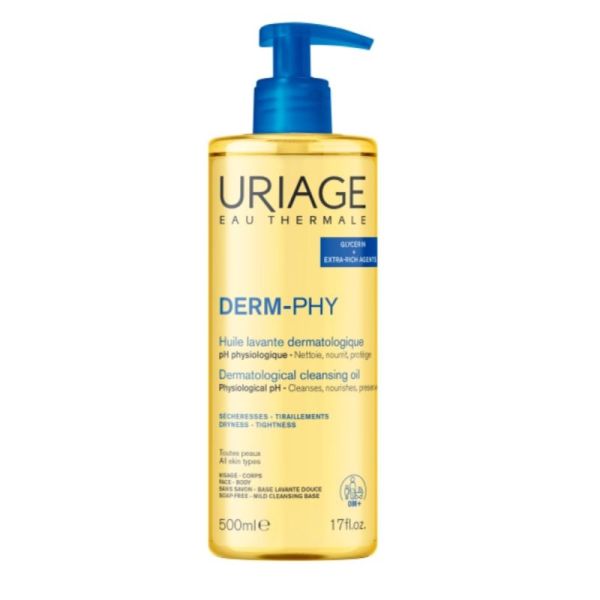 Uriage Derm-Phy Huile Lavante Dermatologique 500 ml - Nettoie, nourrit et protège la peau