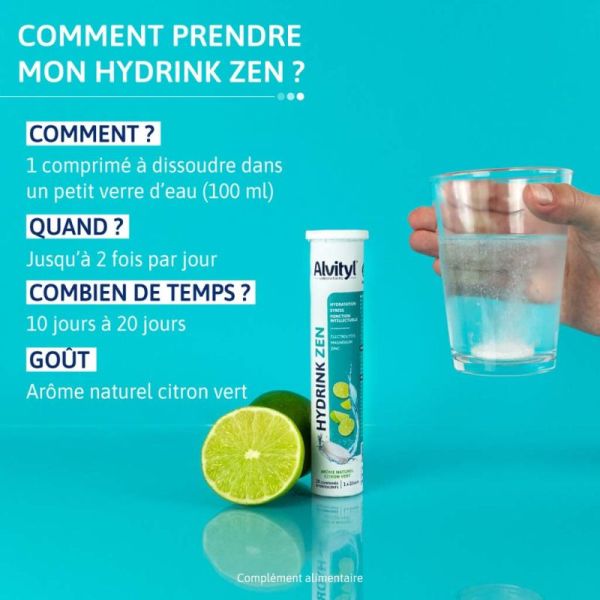Alvityl Hydrink Zen - 20 Comprimés Effervescents - Hydratation et bien-être mental en période de stress