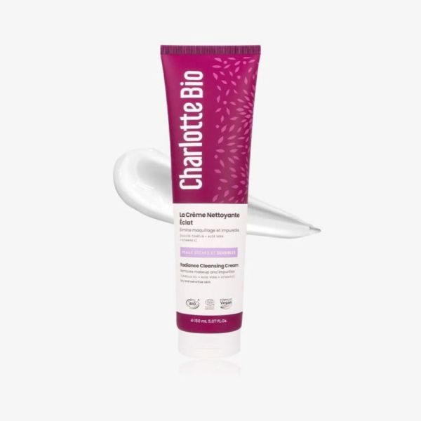 Charlotte Bio Crème Nettoyante Visage Éclat 150 ml - Nettoie, démaquille et hydrate en douceur