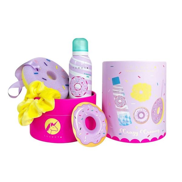 Inuwet Coffret Mousse de Douche & Accessoires "Fun Bath Box" Donuts