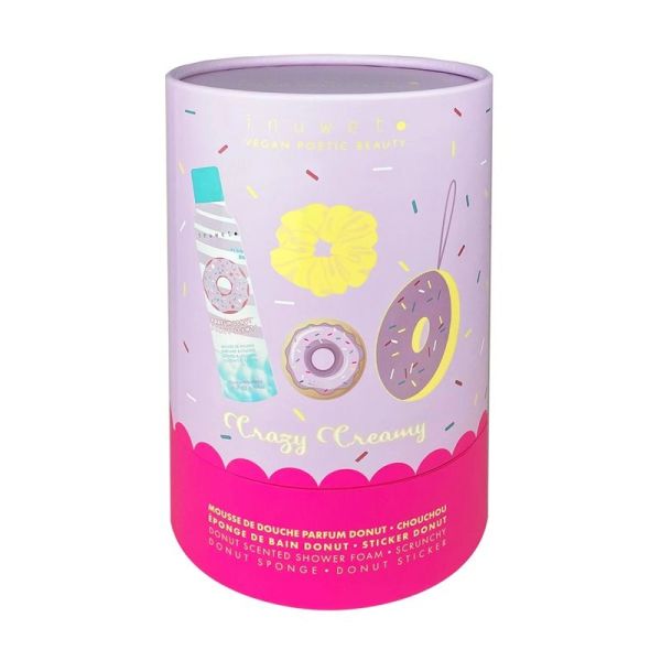 Inuwet Coffret Mousse de Douche & Accessoires "Fun Bath Box" Donuts