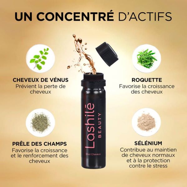 Lashilé Beauty Shots Cheveux Triple Action - 14 shots - Croissance et Renforcement Capillaire