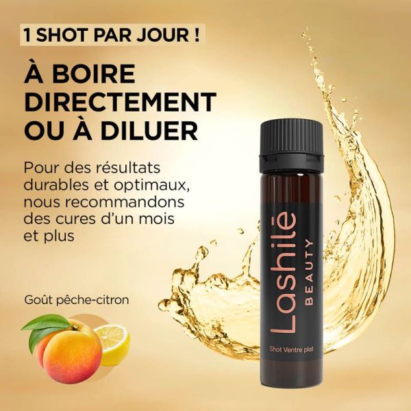 Lashilé Beauty Shots Ventre Plat 14 Shots de 15 ml - Goût pêche-citron