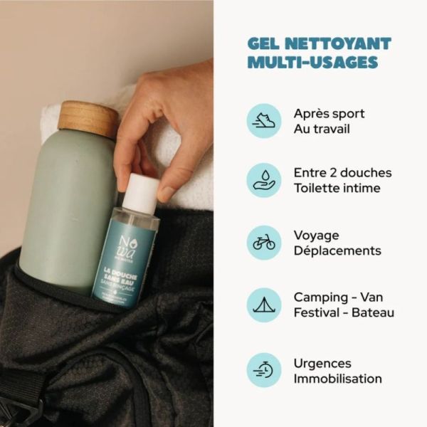 NOWA No Water Gel Douche Sans Eau 100ml - Propre, frais, partout, même sans accès à l'eau
