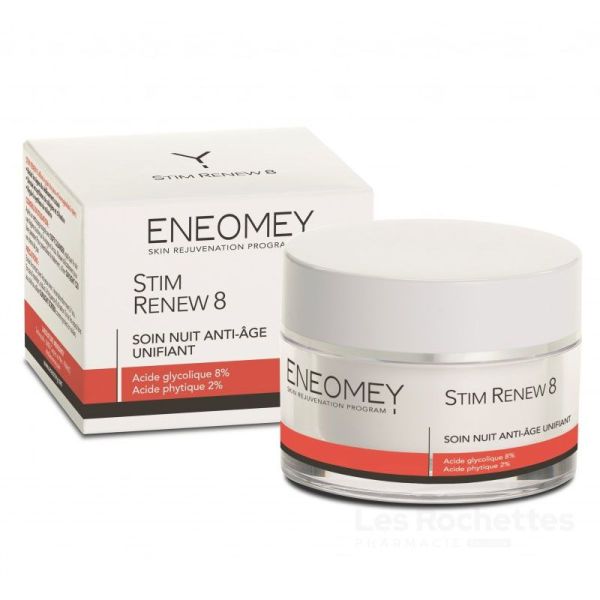 Eneomey Stim Renew 8 - Soin Nuit Anti-Âge Unifiant 50 ml - Dès 25 Ans - Peau Radieuse au Réveil