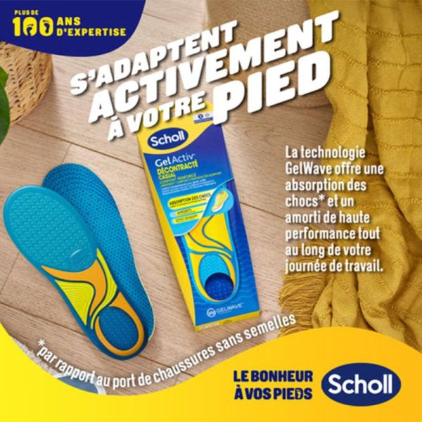 Scholl Semelles GelActiv Décontractées Taille 40-46,5 1 Paire – Confort pieds actifs