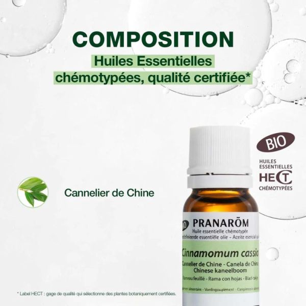 Pranarôm Huile essentielle Cannelier de Chine Bio 10 ml - Stimulant et soutien immunitaire