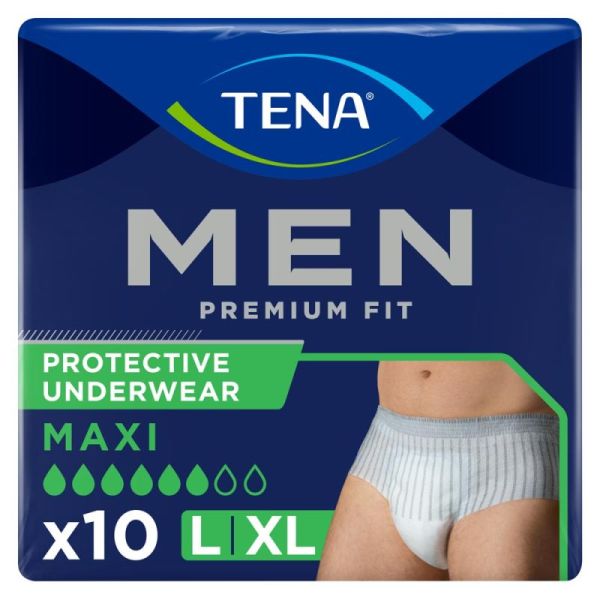 TENA MEN Premium Fit Level 4 - Taille L/XL - 10 Protections pour Homme - Slip Absorbant Jetable