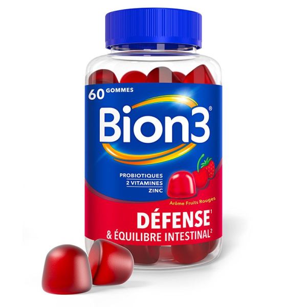 Bion3 Énergie Fruits Rouges - Défense & Équilibre Intestinal - 60 gommes