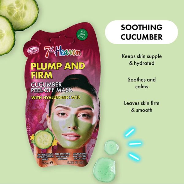 7th Heaven Masque Peel-off au Concombre et Acide Hyaluronique 1 Masque – Repulpe et raffermit la peau