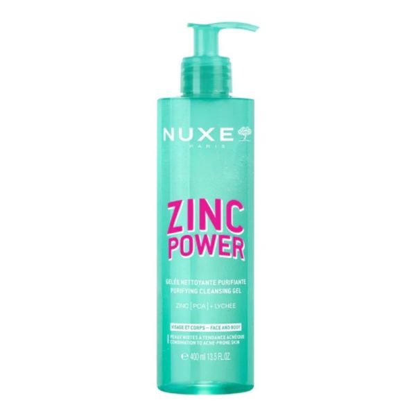 Nuxe Zinc Power Gelée Nettoyante Purifiante 400ml - Nettoyage purifiant anti-imperfections