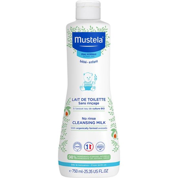 Mustela Lait de Toilette Sans Rinçage - 750 ml - Nettoyage doux et hydratant dès la naissance