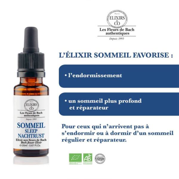 Elixirs & Co Élixir Bio Sommeil Fleurs de Bach 20ml – Calme et nuit sereine