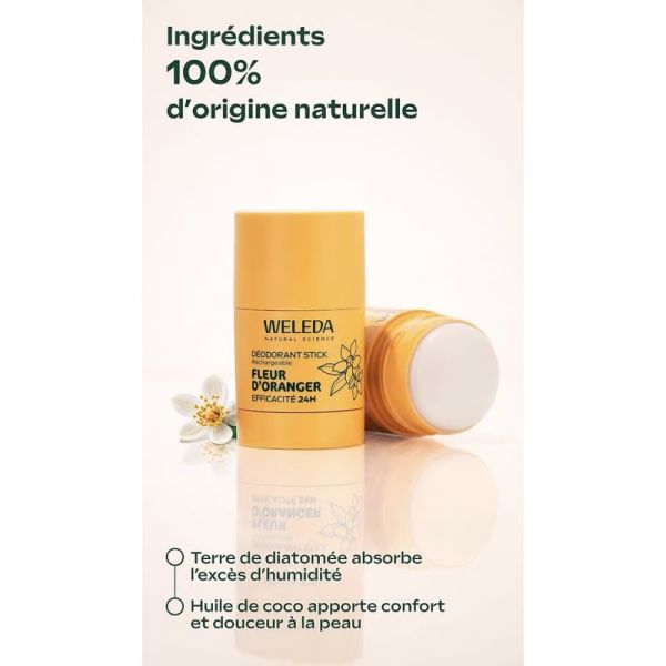 Weleda Déodorant Stick Fleur d'Oranger Recharge 50g – Fraîcheur et protection naturelle 24h