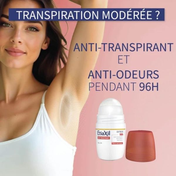 Etiaxil Anti-transpirant Extrême 96h Roll-on 50 ml Lot de 2 - Anti-humidité et anti-odeur